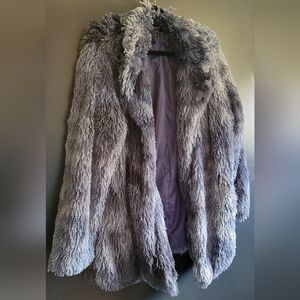 XL Blue Faux Fur Open Jacket